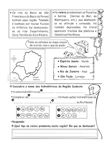 Cantinho das Atividades Escolares: Região Sudeste